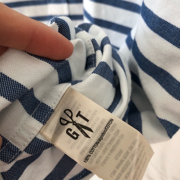 Good Threads Button Down Long Sleeve White Blue Stripped Shirt - Picture 8 of 8